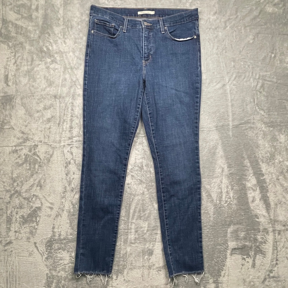 Levi's 311‎ Shaping Skinny Jeans Women 31 Blue Raw Hem Mid Rise Denim